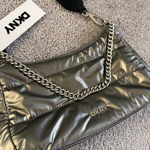 DKNY Metallic Shoulder Bag with Chain